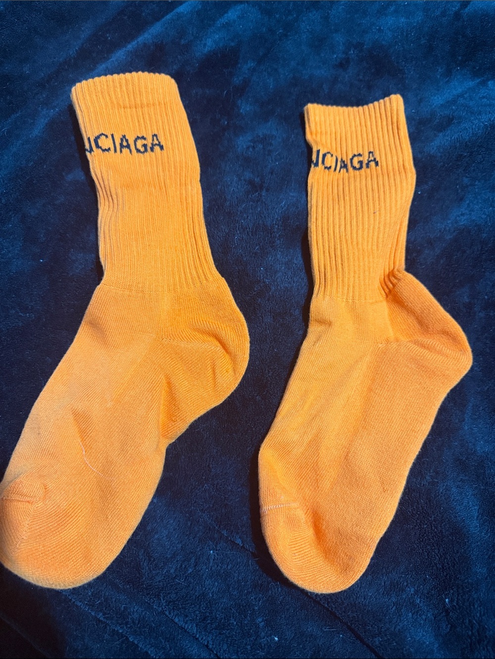 Balenciaga Bright Orange Logo Crew Socks - Men